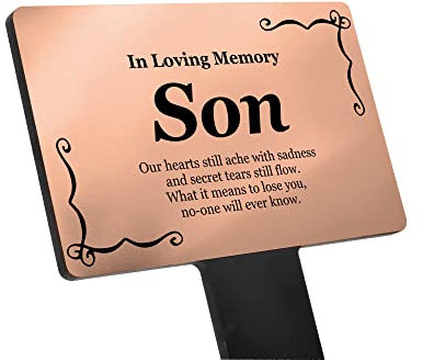 SON Memorial Remembrance Plaque Stake - (Copper Waterproof, Outdoor, Grave Marker, Tribute, Plant Marker (Copper)
