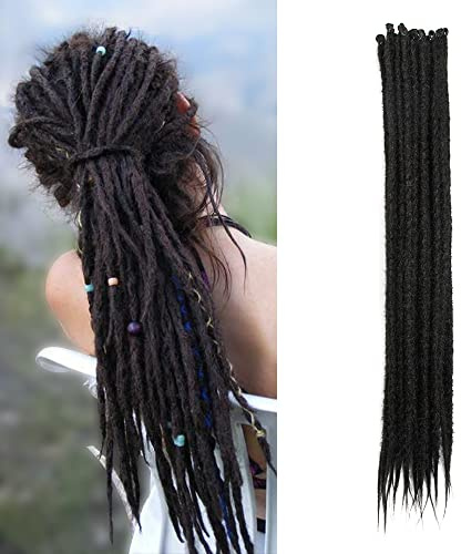 20 Pollici 20 Fili/Confezione Estensioni di Dreadlock Sintetici Sottili 0,6cm Capelli Intrecciati All'Uncinetto Morbidi Dreadlocks A Punta Singola Stile Hippie Reggae Hip-Hop, Marrone Scuro