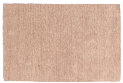 RUG PRINCE Wollteppich Gabbeh Uni 120x170 Handgewebt Beige Einfarbig Handarbeit Zimmer