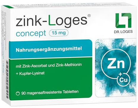 zink-Loges® concept 15 mg - 90 Tabletten - Für Haut, Haare, Nägel, Immunsystem