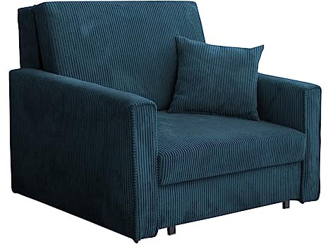 Mirjan24 Sofa Viva Bis Premium I mit Schlaffunktion, Schlafsofa, einsitzer Polstersofa mit Bettkasten, Bettsofa inkl. Kissen, Farbauswahl, Wohnlandschaft, Stoff: Cord (Poso 05)