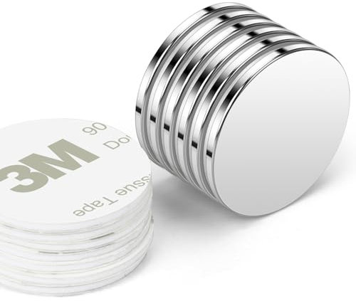 Wzone Calamite Potenti Magneti Neodimio, 25×2mm | 6 Pezzi Magnete Potente Calamite Adesive, Calamite Rotonde per Frigo, Ufficio e Avviso Board