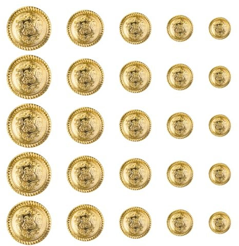 EXIN DEHCEN 50 Stück Goldene Knöpfe Blazer zum Annähen, Gold Dekorative Knöpfe, Runde Nähknöpfe, Vintage Antike Blazer Knöpfe für Blazer Anzüge Uniform Jacke 12.5mm 15mm 18mm 21mm 25mm