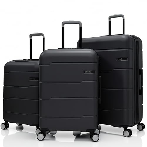 Unik REVOLUTION Juego de 3 Maletas Rígidas ABS – Cabina 55cm, Mediana 67cm, Grande 77cm – 4 Ruedas Dobles 360°, Cerradura TSA, Expandibles, Resistentes y Ligeras – Equipaje de Viaje Gris Oscuro