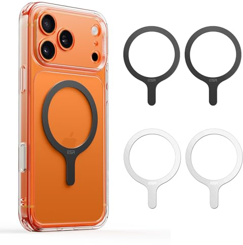 ESR for MagSafe Sticker, MagSafe Ring, 4 Pack Metal Ring for Phone Case, Universal Wireless Charger Conversion Kit for iPhone 17/16/15/14/13/12/11/X/8, Galaxy S25/S24/S23, Pixel 10