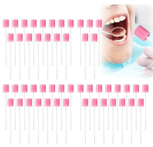 50 Pezzi Tamponi,Bastoncini per la Pulizia per Bocca,Spugna per Lgiene Orale per la Pulizia Della Bocca e dei Denti,Tamponi per la Bocca,Cura Orale per Anziani, Adulti, Bambini