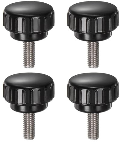 QUARKZMAN 4 Stück Rändelschraube mit Gewinde M6 x 16mm x 25mm Rundkopfschraube Edelstahl 304 Rundgriffbolzen Klemmknöpfe 25mm Handknöpfe Daumenschrauben Spannschraube für Industrie Maschine