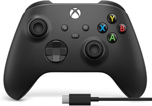 Xbox Wireless Gaming Controller + USB-C® Cable (2025) – Carbon Black – Play on, Windows, Android, iOS, FireTV Sticks, Smart TVs, VR Headsets