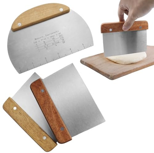 3 Pièces Coupe Pate Boulangerie, Corne Patisserie, Grattoir a Pâte en Inoxydable,Lisseur Gateau Patisserie pour Pain Cuisine, Pâtisserie, Crêpes,pour Pate Fromage Chocolat
