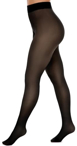 SINOPHANT Fleece Lined Tights for Women, Fake Translucent Warm Pantyhose Sheer Thick Tights for Winter Skin