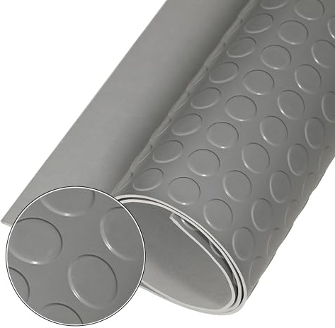 Pavimento PVC Antiscivolo per Garage e Officina – Copripavimento bollato in Rotolo 1mtx20mt, Tappeto Protettivo Industriale per Magazzino, Auto e Fai da Te GRIGIO CHIARO
