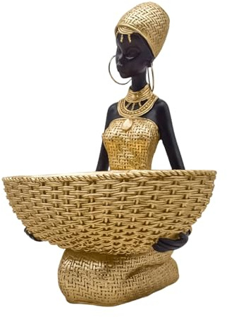 Generico Statua di donna seduta - Decorazione di tribale Figura interna Scultura africana fatta a mano, per decorazion di mensole e tavoli | Adatto per la decorazione domestica, regalo culturale,
