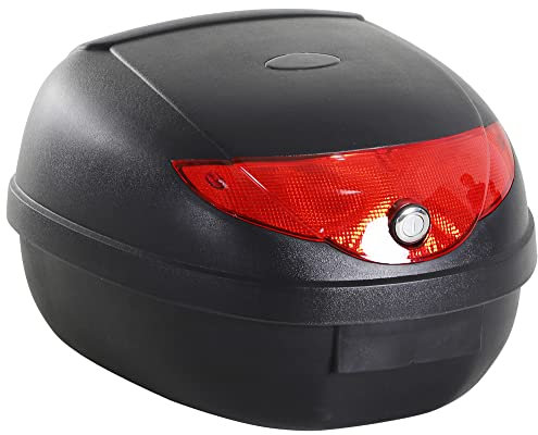 HOMCOM 24L Motorcycle Trunk Hard Tail Bike Top Box Rack Mount Luggage Helmet Storage Carrier Case Universal Scooter w/Keys & Plate