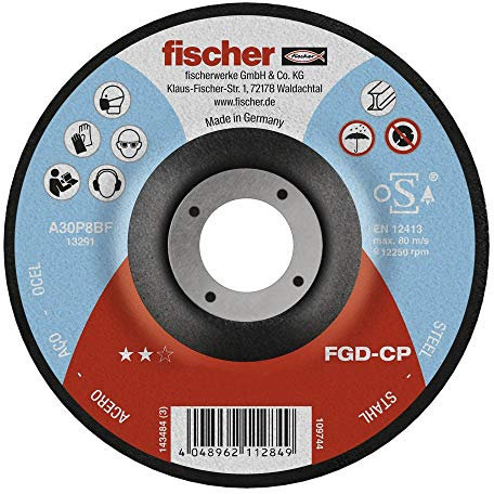 fischer 512518 FGD-CP 125X6X22,23 Carbon, Negro, Disco desbaste 125x6x23 (Pack de 1 Ud.)