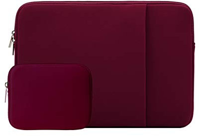 RAINYEAR 15,6 Pollici Custodia Protettiva per Laptop Custodia Protettiva con Cerniera con Tasca Frontale e Accessori Pouch, Compatibile con 15,6 Pollici Notebook Ultrabook Chromebook, Rosso