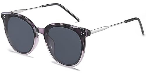 SOJOS Retro Vintage Sonnenbrille Damen Hochwertige Runde Cateye Brille Übergroß UV 400 Schutz mit Federscharnier, Brilletuch und Brillenbeutel DOLPHINFarbverlauf Grau Marmor/Grau