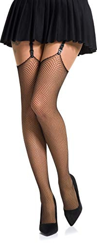 Romartex Bas Pour Porte Jarretelle Résille Avec Maille, M, noir