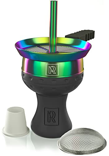 M. Rosenfeld Narguilé Kit Tête Chicha Avec Embout Cheminée – Foyer De Chicha Accesoir - Fabriqué à La Main Pour Plus De Fumée Avec Embout De Cheminée Flicflac Coloré + Tamis à Narguilé + Joint De Tête