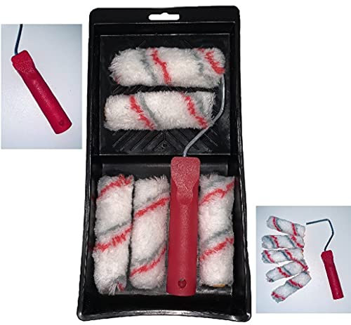 JGR SELECT Kit Rodillos Pintura Antigoteo - Pack Completo con 5 Recambios Reutilizables y Bandeja - Para Techos y Paredes