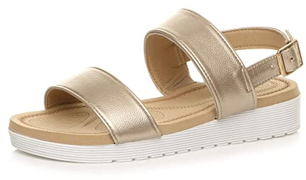 AJVANI Womens ladies low wedge heel slingback buckle strappy flatform sandals size 5 38