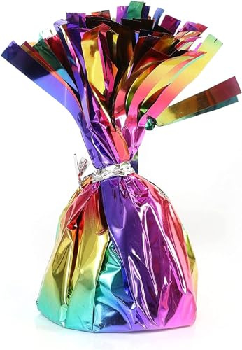 Peso para globos de helio en papel de aluminio teñido anudado, 1 globo pesado de 160 g, decoración de fiesta de cumpleaños, boda, celebración con borlas