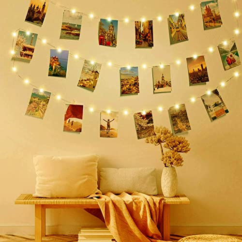 litogo Fotoclips Lichterkette, 5M 50LED USB für Zimmer Deko, Wand Mit 30 Klammern für Bilder, Wohnzimmer, Weihnachten, Hochzeiten, Party - Warmweiß