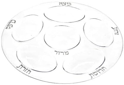 Kosherific Premium Plastic Seder Plate for Passover | Built in Fillable Dividers | Elegant White and Silver Design | Perfect Pesach Seder Plate