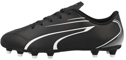 PUMA Unisex Youth Vitoria FG/AG JR Soccer Shoe, PUMA Black-PUMA White, 13.5 UK Child