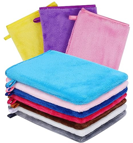 PHOGARY 10 Pack Body & Face Microfiber Washcloths for Baby Younger Kid, Soft Flannel Wash Cloth for Washing Face, Fluffy Easy-Dry Facial Wash Mitts Reusable Makeup Remover Cloth, 6x8 Inch