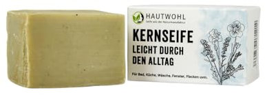 Originale Kernseife von Hautwohl Natur 130 g. Echte Kernseife, handgemacht in Deutschland, vegan, duftstofffrei, palmölfrei, biologisch abbaubar & plastikfrei