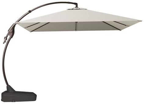 Grand patio Sonnenschirm Quadrat 300cm mit Schirmständer, Gartenschirm mit Volant, Neigungswinkelverstellung, UV-Schutz UPF 50+, Marktschirm mit Kurbel, für Garten, Balkon, Terrass (Hellgrau)