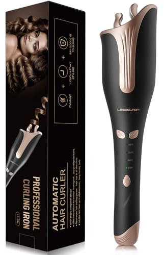 Arricciacapelli Automatico Professionale, Ferro Arricciacapelli Intelligente in Ceramica, 4 Temperatura per Capelli Lunghi o Corti Asciutti (Oro rosa)