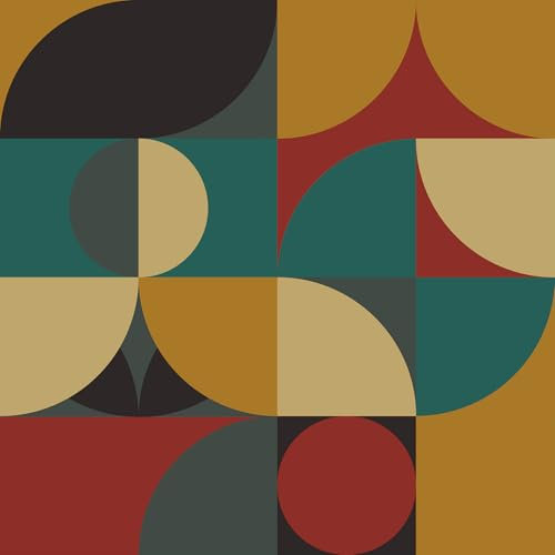 CRE8TIVE Papel tapiz abstracto geométrico colorido autoadhesivo para dormitorio, baño, 30,5 x 300 cm, envoltura de vinilo vintage para muebles, impermeable, papel de contacto retro de mediados de