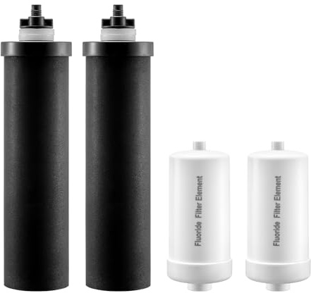 VEVOR Wasserfilter-Ersatz Reinigungselemente Ersatzfilter, Schwerkraft-Wasserfiltersystem-Ersatz, kompatibel mit den meisten Marken, 4er-Pack (2 Aktivkohlefilter + 2 Entfluorierungsfilter)