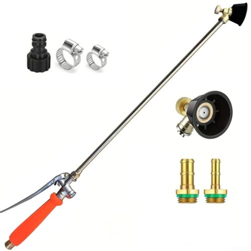 Besttoolifes Lanza rociadora de varilla de riego de jardín de 67/149 cm, 2 púas de latón a juego con mangueras de 3/8 pulgadas y 1/4 pulgadas, boquilla de pulverización de acero inoxidable, varita