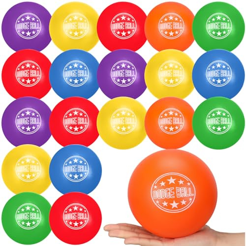Jerify 20 Pcs Foam Dodgeball Set 5 Inch Soft Skin Playground Dodgeballs Bulk, Low Density Foam for Non Sting Dodgeball Sports Equipment for Kids and Adults (Classic)