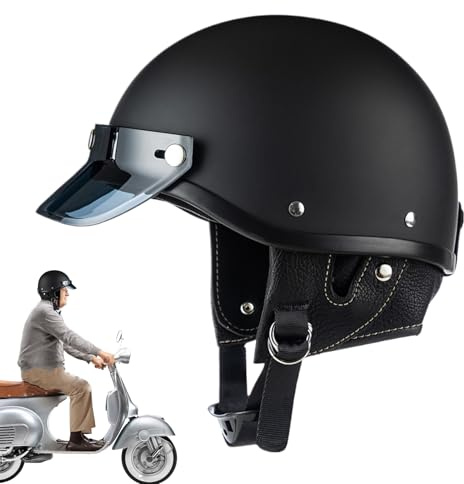 Motorcycle Half Helmet for Men - Half Shell Helmet | Ventilation Cycling Hat Motocross Suits Sun Visor for Racing Skateboard Commuting Bike Construction Scooter