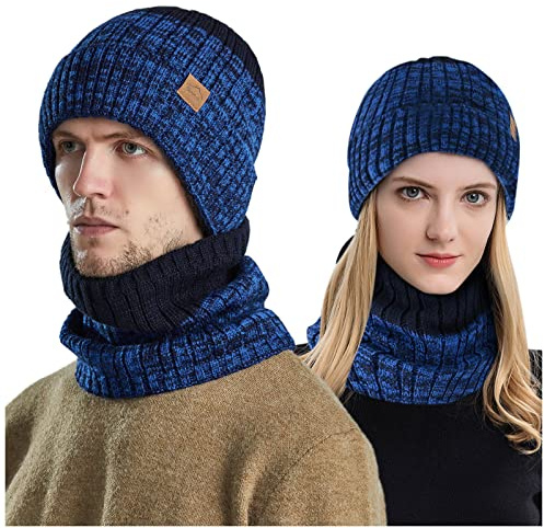 Trapper hatt – huva för vuxna stickade och vindtäta hattar vinterstickade mössor för män varma coif-hattar roliga barnmössor, Mörkblå, one size