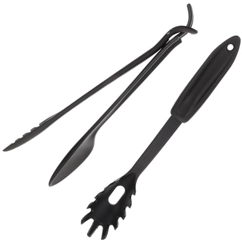 QUMIIRITY Pinzas para Pasta y Cuchara para Espaguetis de Nylon, 2 Piezas, Accesorio Ergonómico para Alimentos, Utensilios de Cocina Resistentes y Reutilizables, Ideales para Hogar y Picnic
