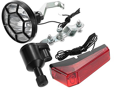 Vroomoto Feux de Roue de Vélo Feux Vélo Dynamo Roue Kit D'éclairage Phare Avant Feu Arrière Arrière Résistant aux Intempéries ABS 6V 3W avec Supports Fils