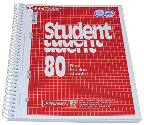 Brunnen 5 Collegeblöcke Student A5 kariert