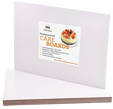 14x19 Rectangle White, Waxed Greaseproof Finish, Board cardboard, Sturdy Corrugated CakeBoard, Pack of 12