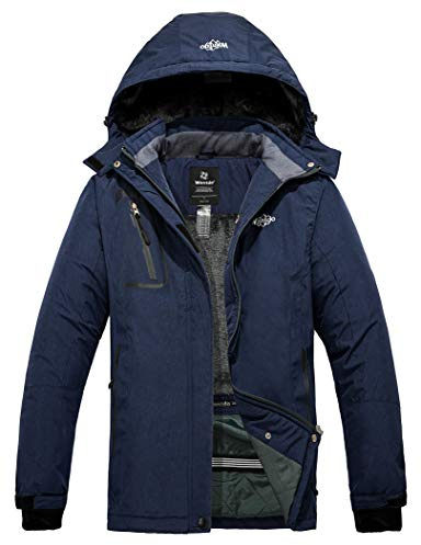 Wantdo Dam, berg, skidjacka, varm, vinter, fleece, kappa, vattentät, andas, regnrock, utomhus, huvor, vindjacka, jackor, Enzianblå, L