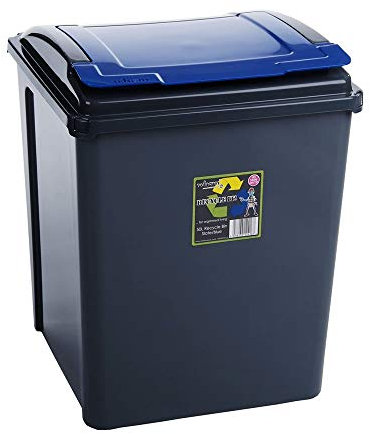 Wham 25/50 Litre Plastic Waste Bin with Flap color Lid Recycling Bin (50L Blue)