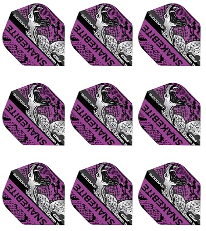 RED DRAGON Vols de fléchettes Peau de Serpent enroulé Snakebite Violette - 3 Ensembles par Paquet (9 Vols de fléchettes au Total)