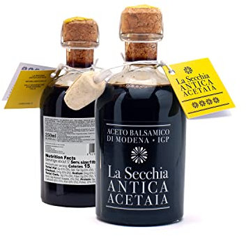 La Secchia - Aceto Balsamico di Modena IGP Four Stars, Aged in 16 Juniper Barrels, Medium-High Density, 250 ml Bottle with Cork Dosage Cap