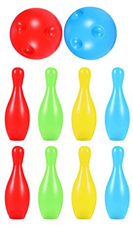 STOBOK Enfants Jeu de Quilles De Bowling Pins Boule Jouets Comprend 8 Classique Broches Et 2 Boules Jeux Intérieurs Et Extérieurs pour Les Tout- Petits Enfants D âge Préscolaire Et D âge