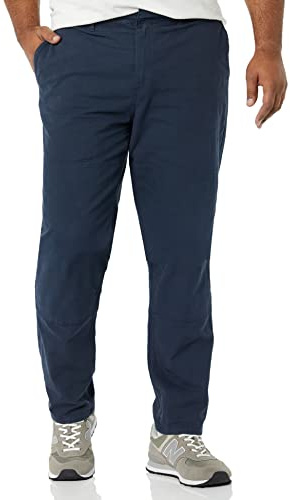 Amazon Essentials Pantaloni da lavoro da uomo in tela elasticizzata con doppio ginocchio (precedentemente Goodthreads), blu navy scuro, 34 W x 29L