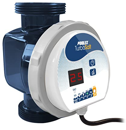 POOLEX - Turbo Salt - Elettrolizzatore per Piscina Compatto - Adatto a Tutti filtrazione - Trattamento Naturale - Fino a 10 m3 - Manutenzione Automatica - 4 modalità di Funzionamento - Modello 100