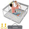 PERSEVERANCE Laufstall Baby 125x125cm, Laufgiter Baby Faltbar für Apartment mit Atmungsaktivem Netz, Laufgitter Baby mit Reißverschlusstür, 4 Saugnäpfen an Unterseite, Aktivitätscenter für Kinder